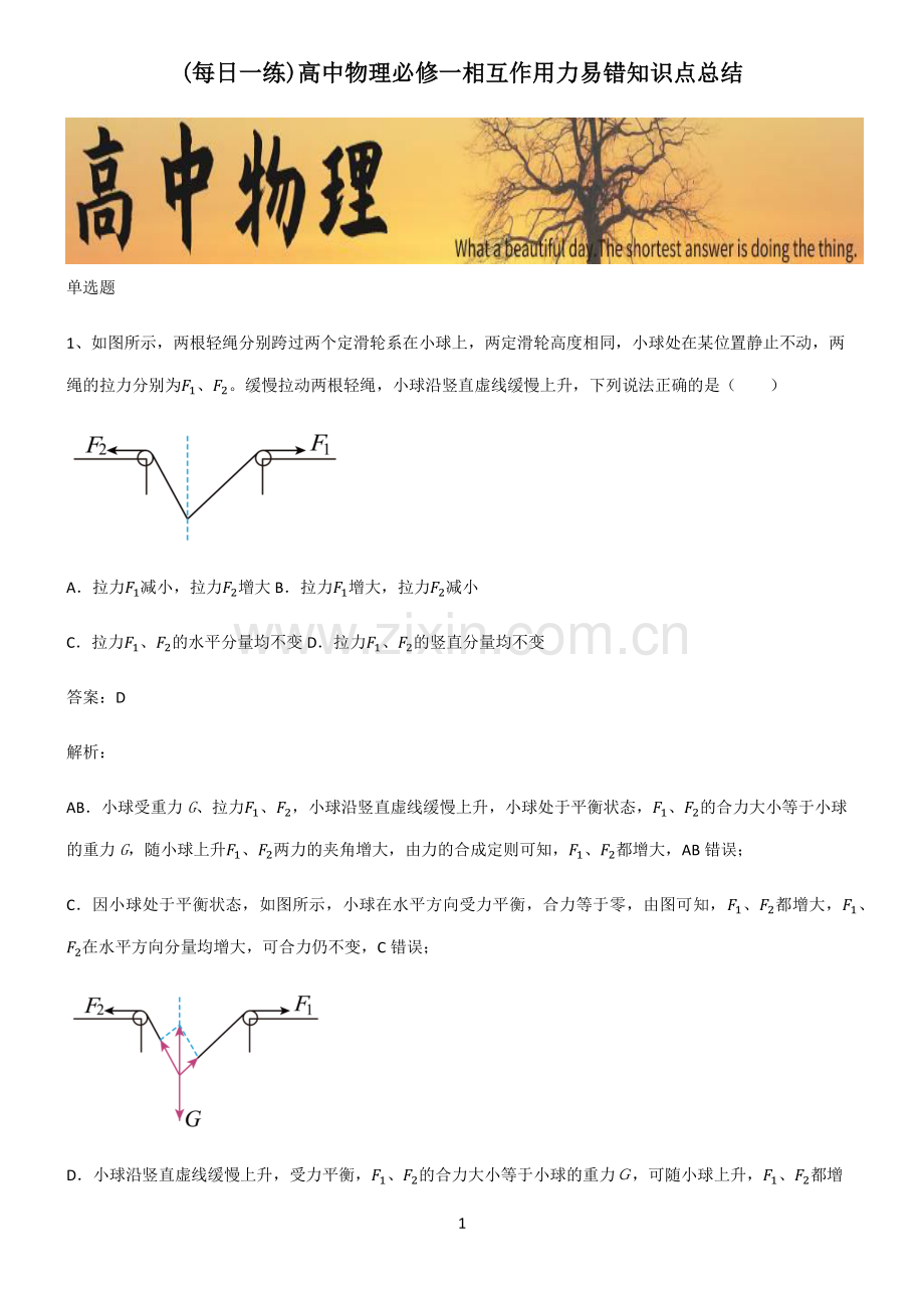高中物理必修一相互作用力易错知识点总结.pdf_第1页