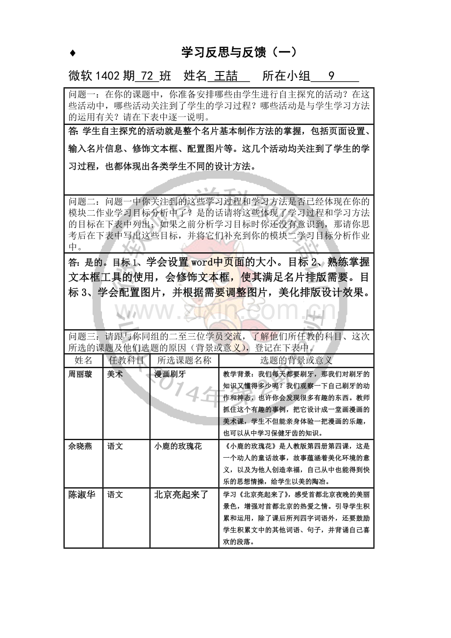 王喆-制作个人小名片（模块二）总结与反馈（一）.doc_第1页