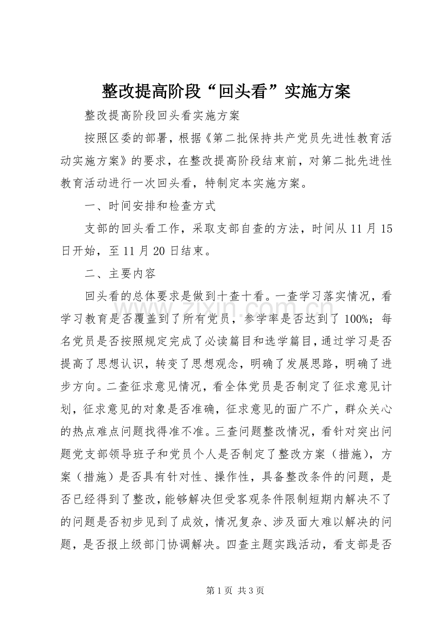 整改提高阶段“回头看”方案.docx_第1页