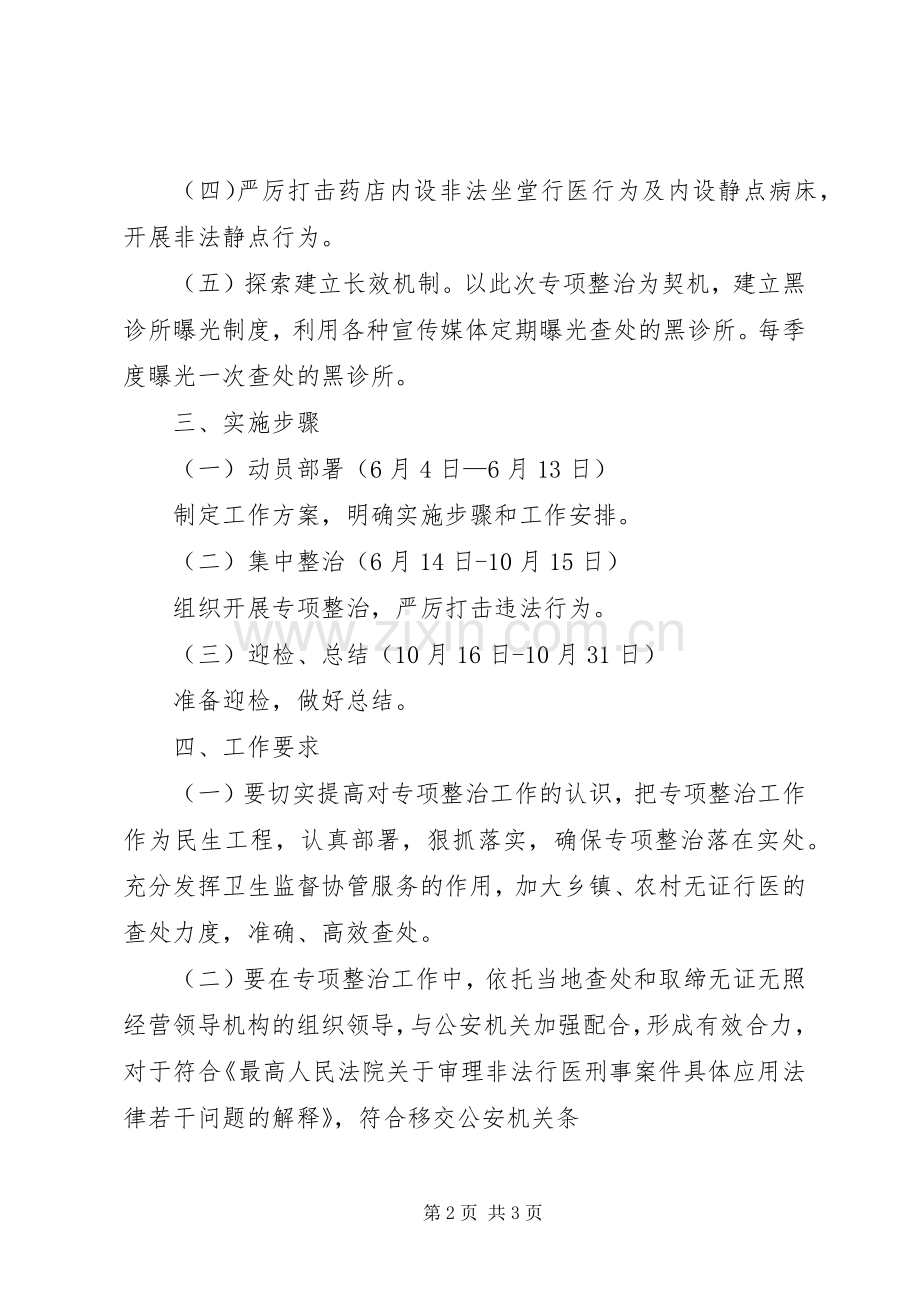 市开展打击无证行医专项行动方案 .docx_第2页