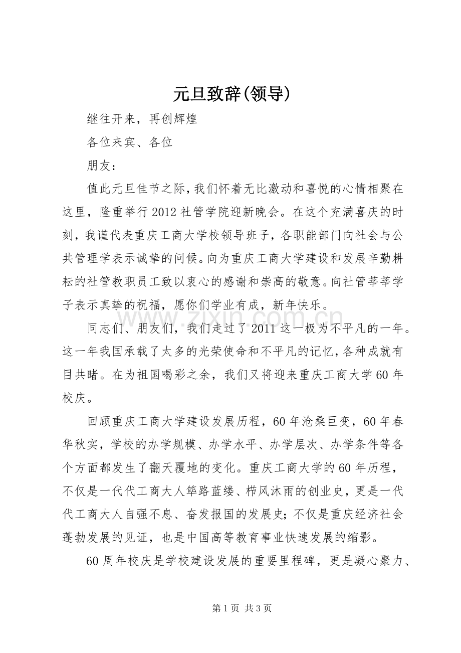 元旦演讲致辞(领导).docx_第1页