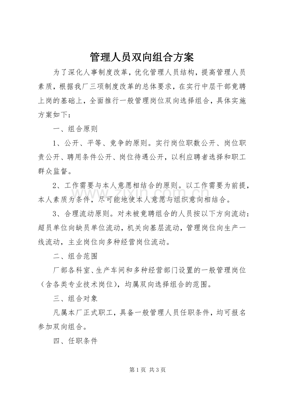 管理人员双向组合实施方案.docx_第1页