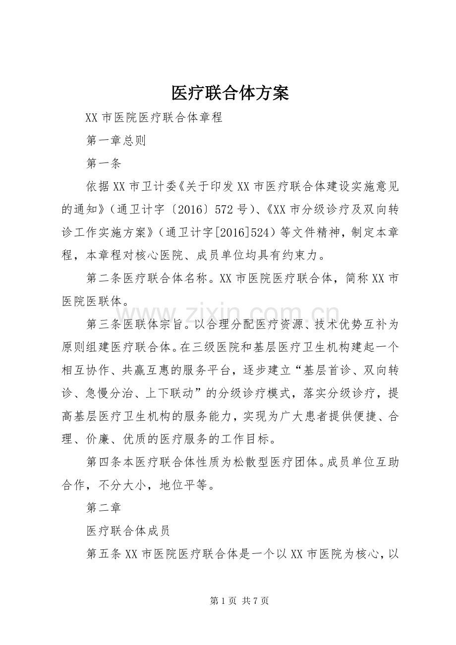 医疗联合体实施方案 .docx_第1页