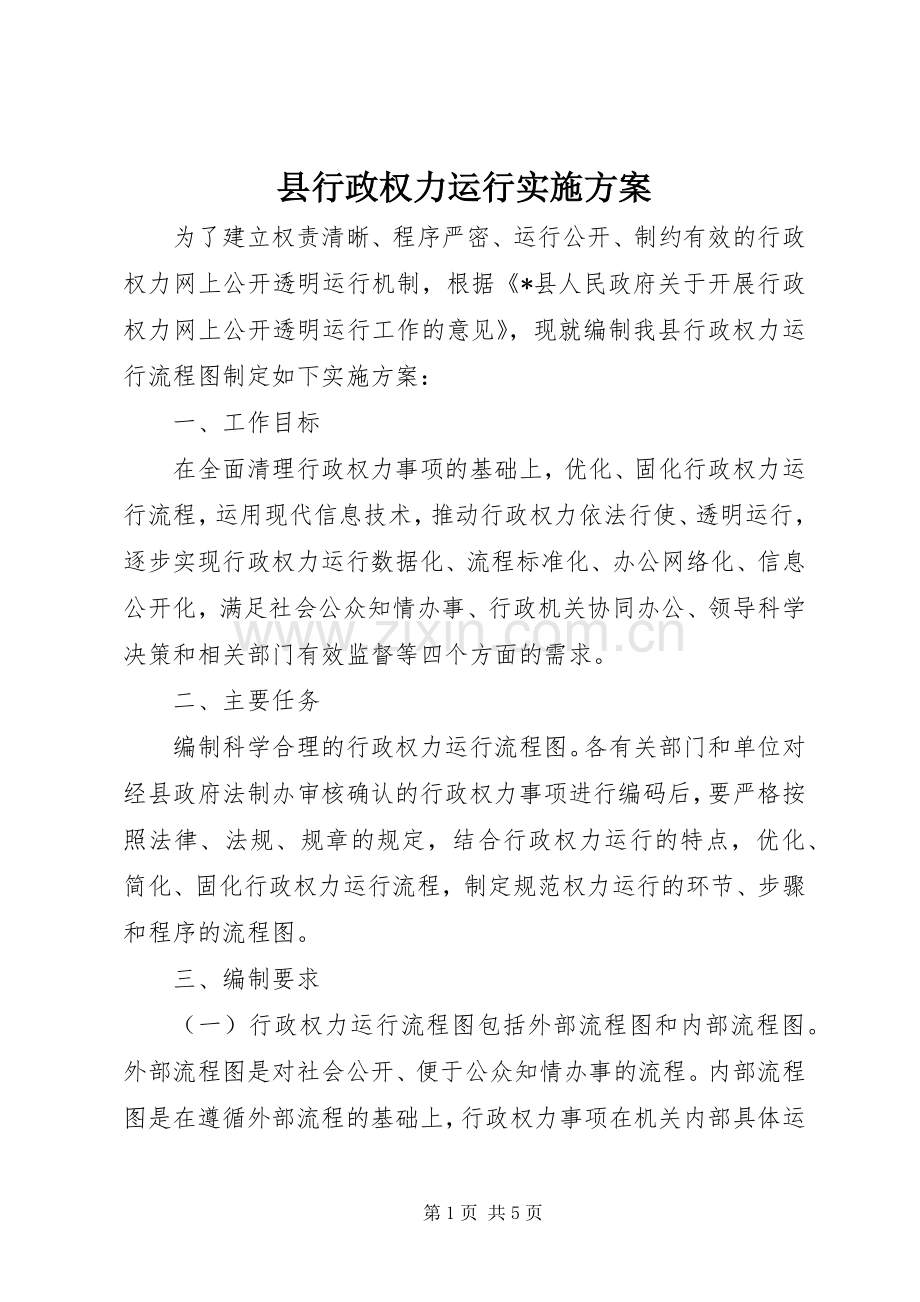 县行政权力运行方案.docx_第1页