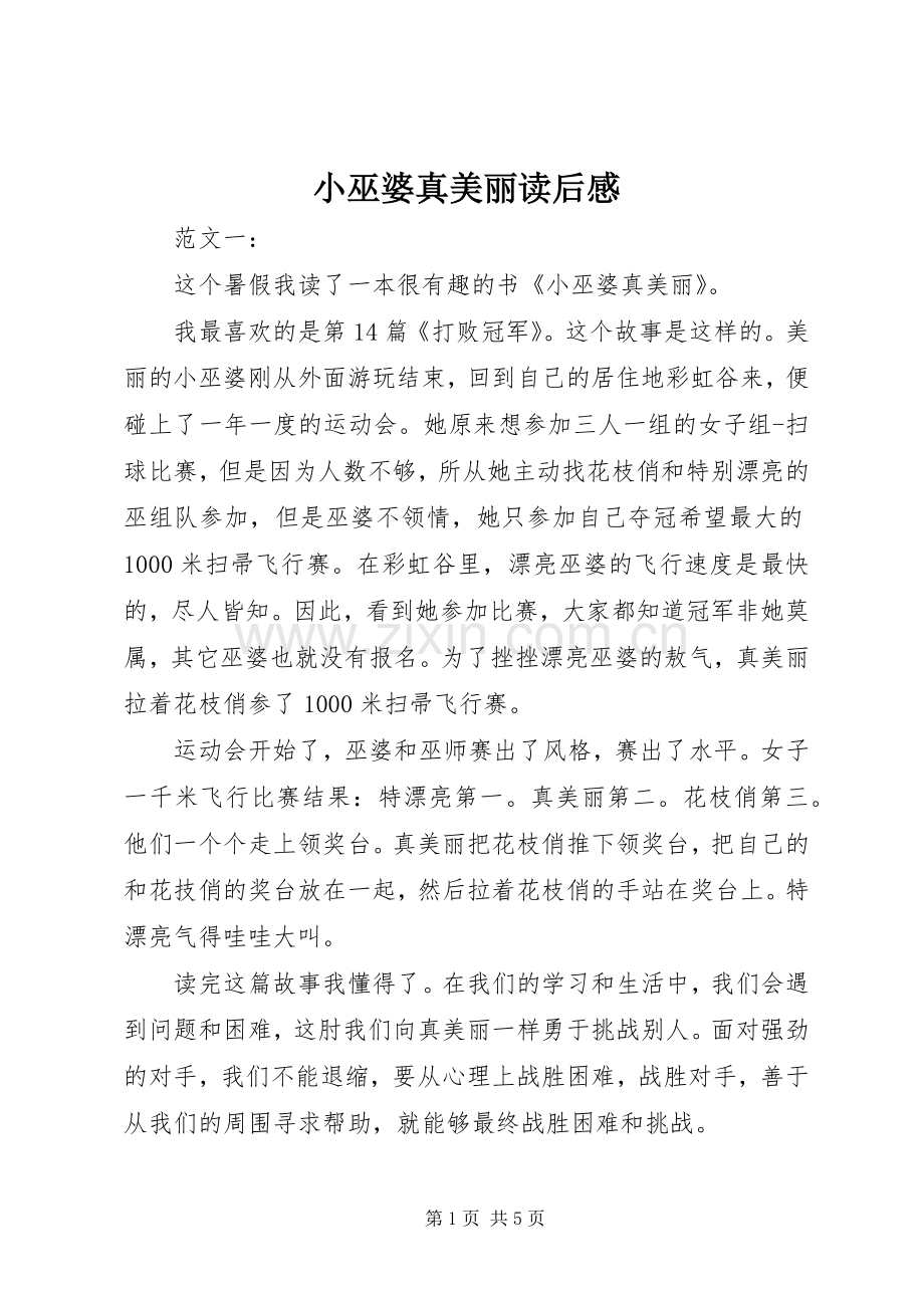 小巫婆真美丽读后感 .docx_第1页