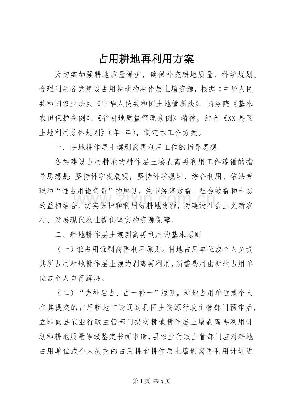 占用耕地再利用实施方案.docx_第1页