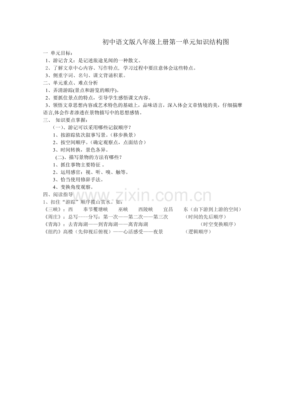 八上语文第一单元知识结构.doc_第1页