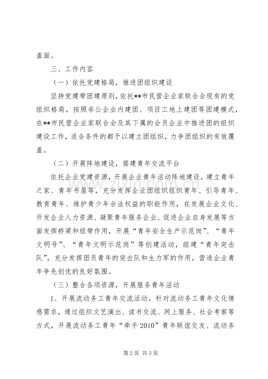 非公企业流动务工青年团建试点工作方案.docx_第2页
