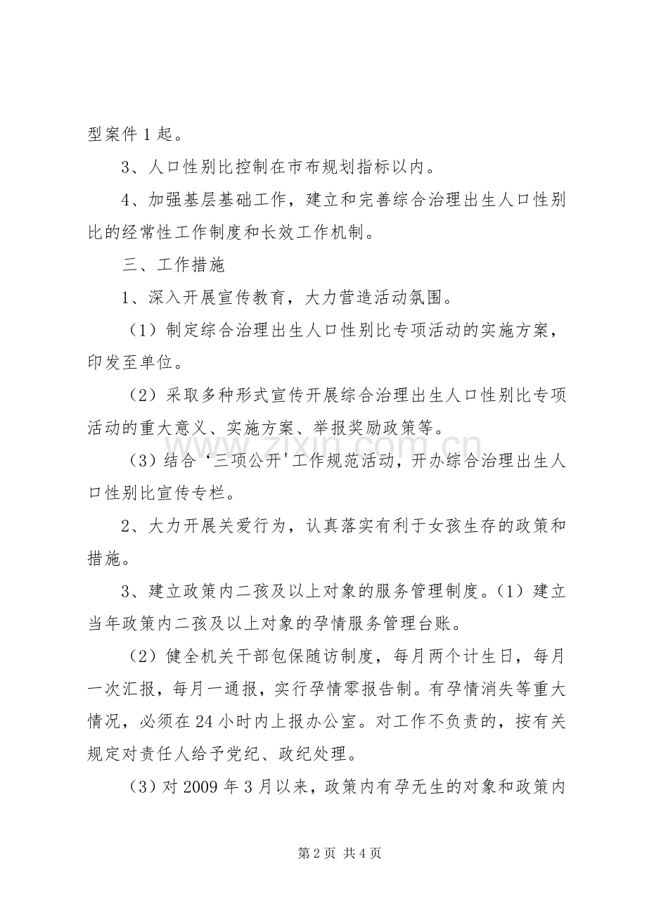 综合治理人口性别比开展查处“两非”夏季攻势活动方案范文.docx_第2页