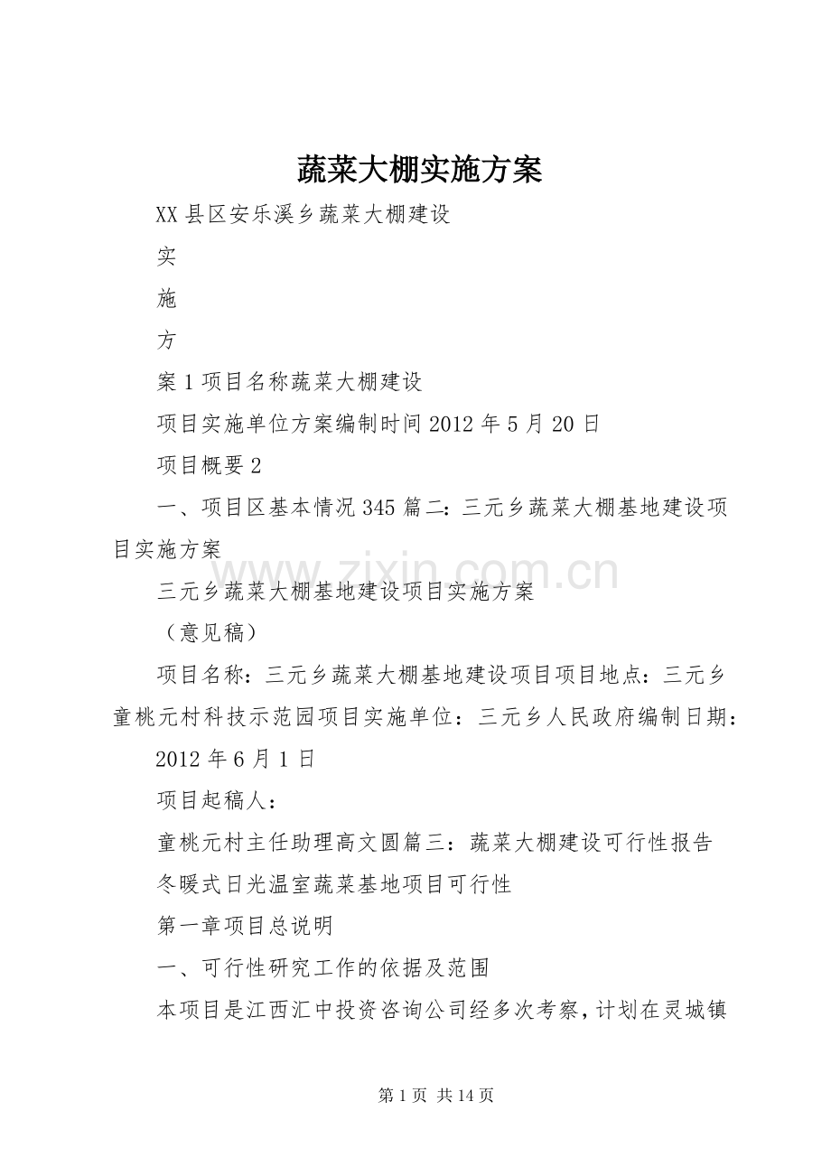 蔬菜大棚方案.docx_第1页