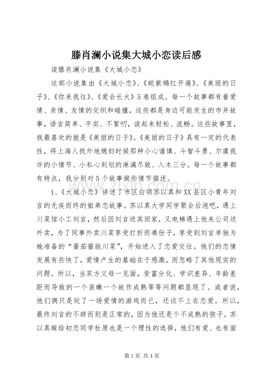 滕肖澜小说集大城小恋读后感 .docx_第1页