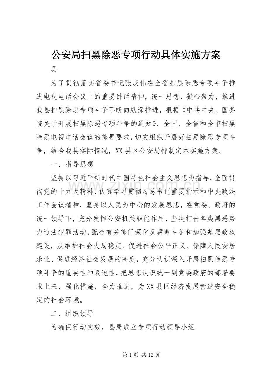 公安局扫黑除恶专项行动具体方案.docx_第1页