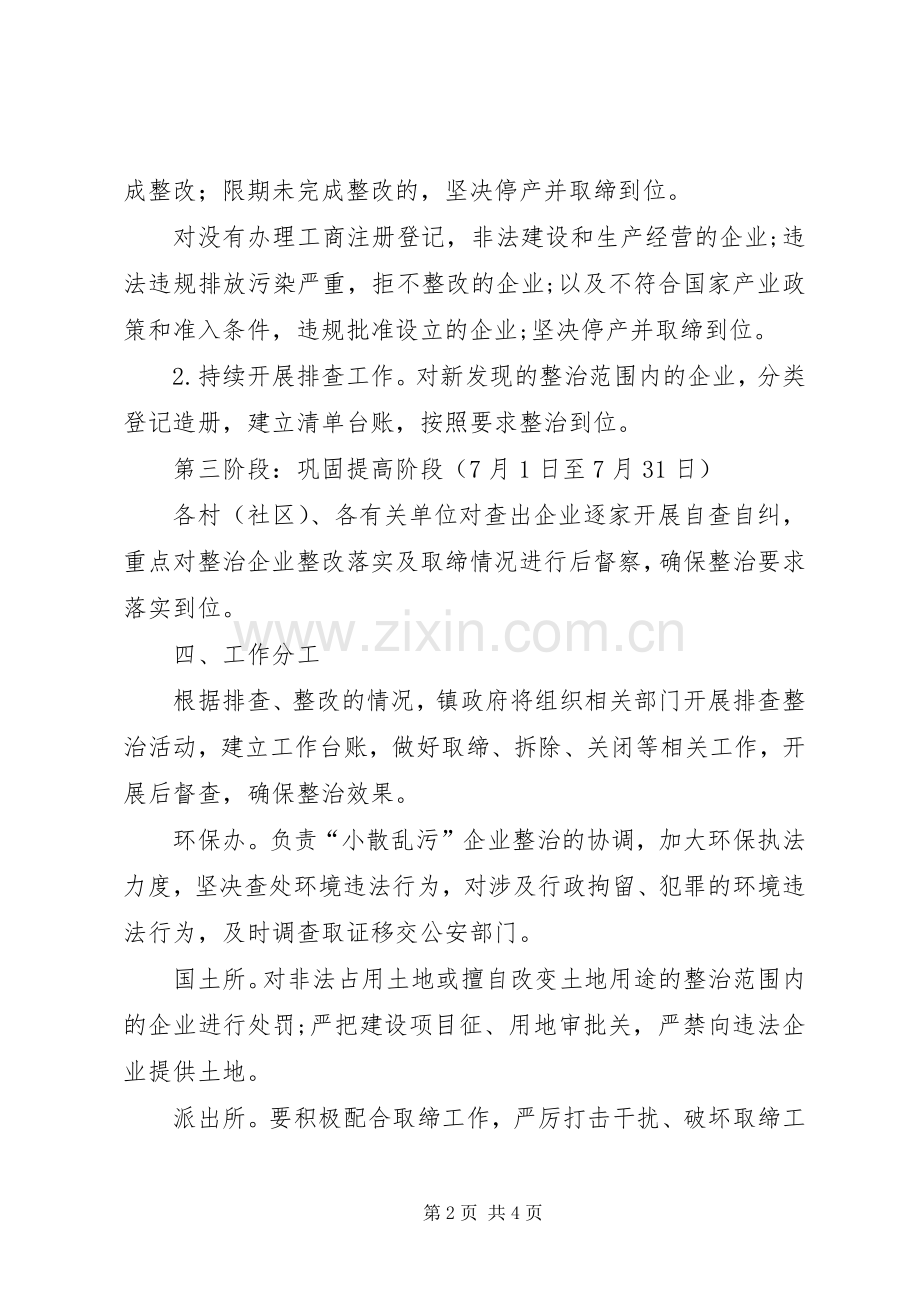XX镇开展“小散乱污”企业整治专项行动工作实施方案.docx_第2页