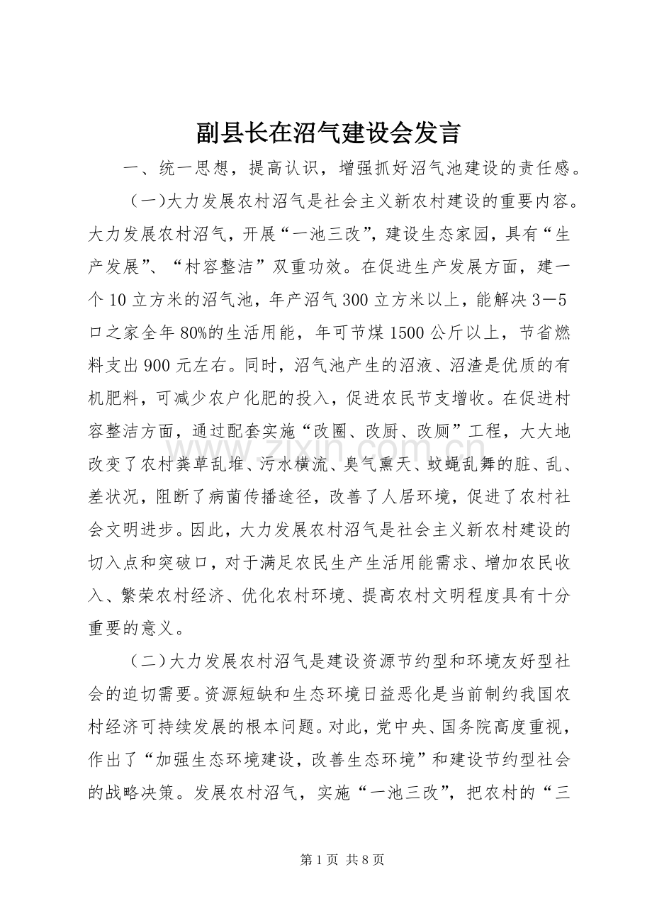 副县长在沼气建设会发言稿.docx_第1页