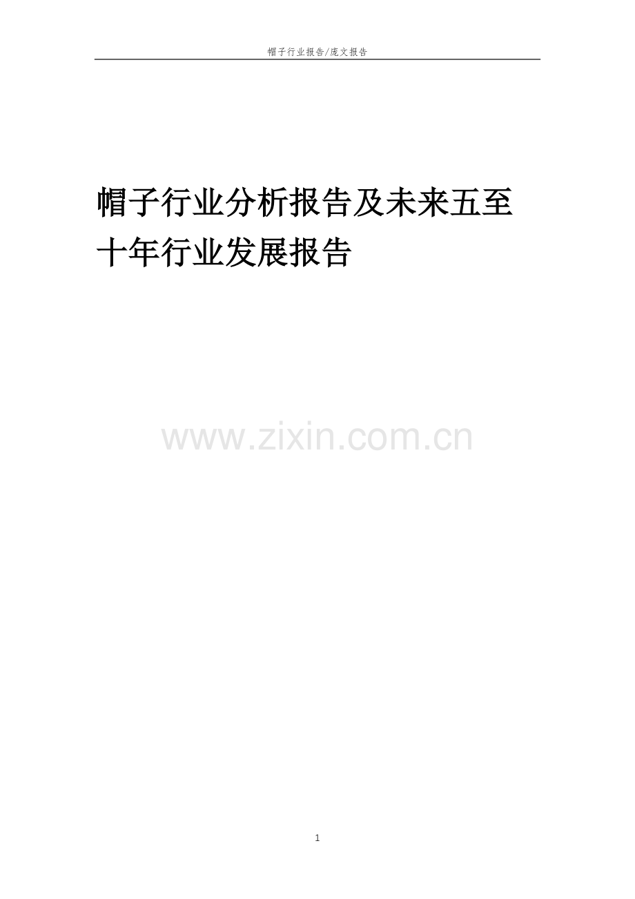 2023年帽子行业分析报告及未来五至十年行业发展报告.doc_第1页