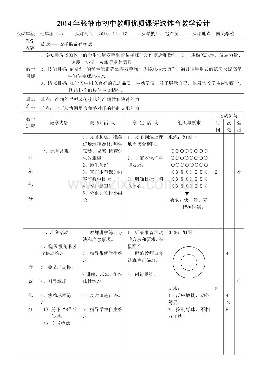篮球：双手胸前传接球教学设计.doc_第1页