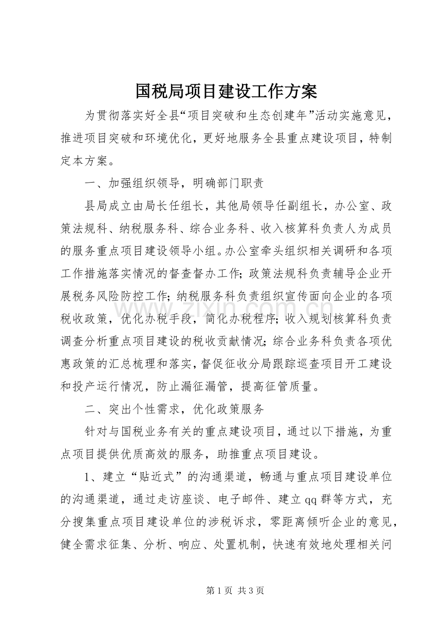 国税局项目建设工作实施方案.docx_第1页