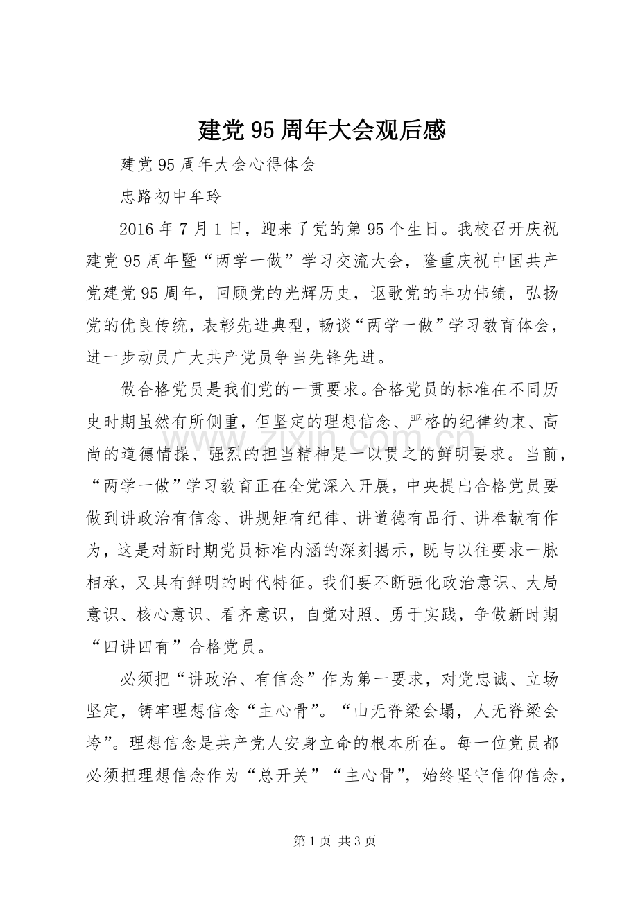 建党95周年大会观后感 .docx_第1页