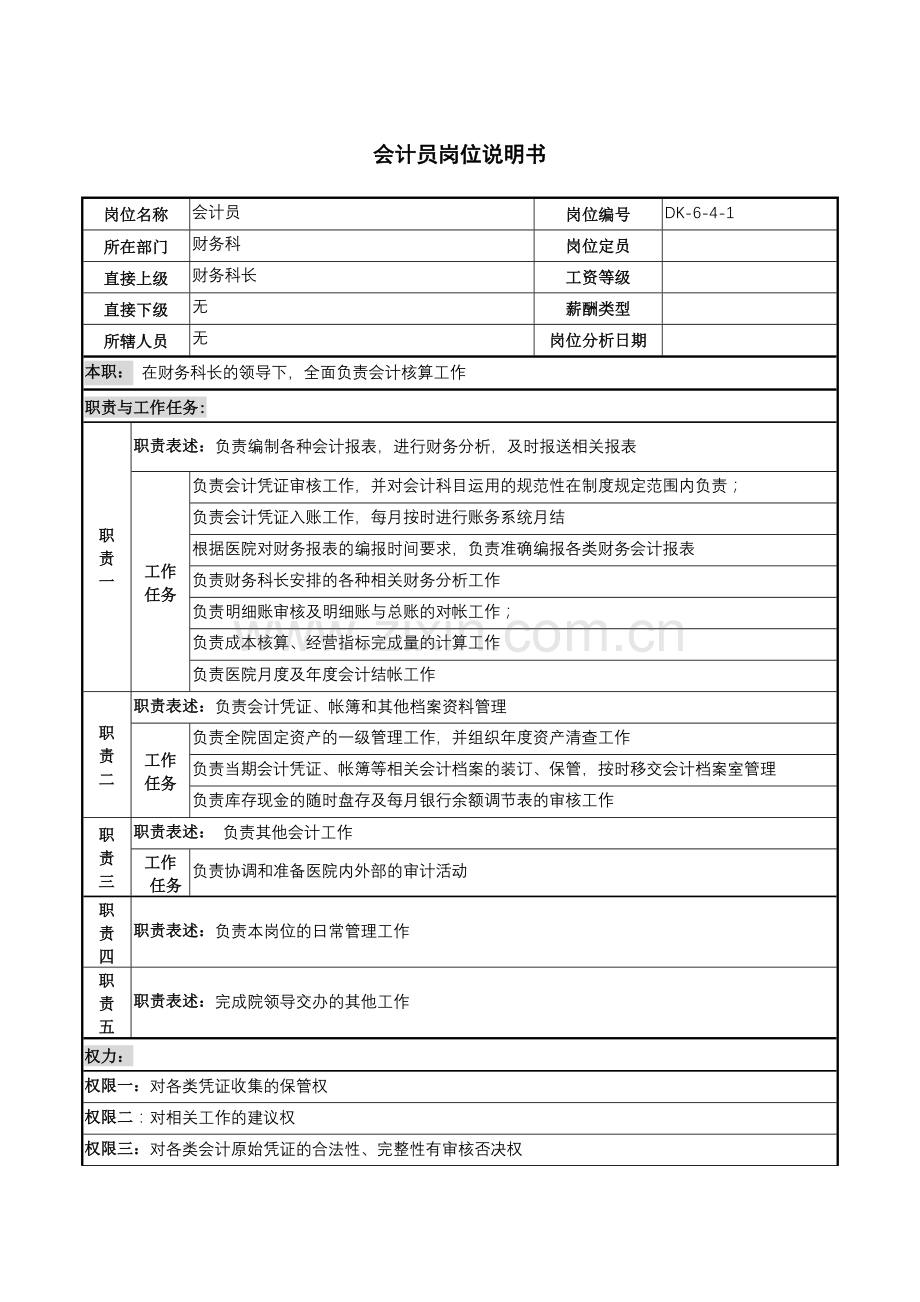 会计员岗位说明书.doc_第1页