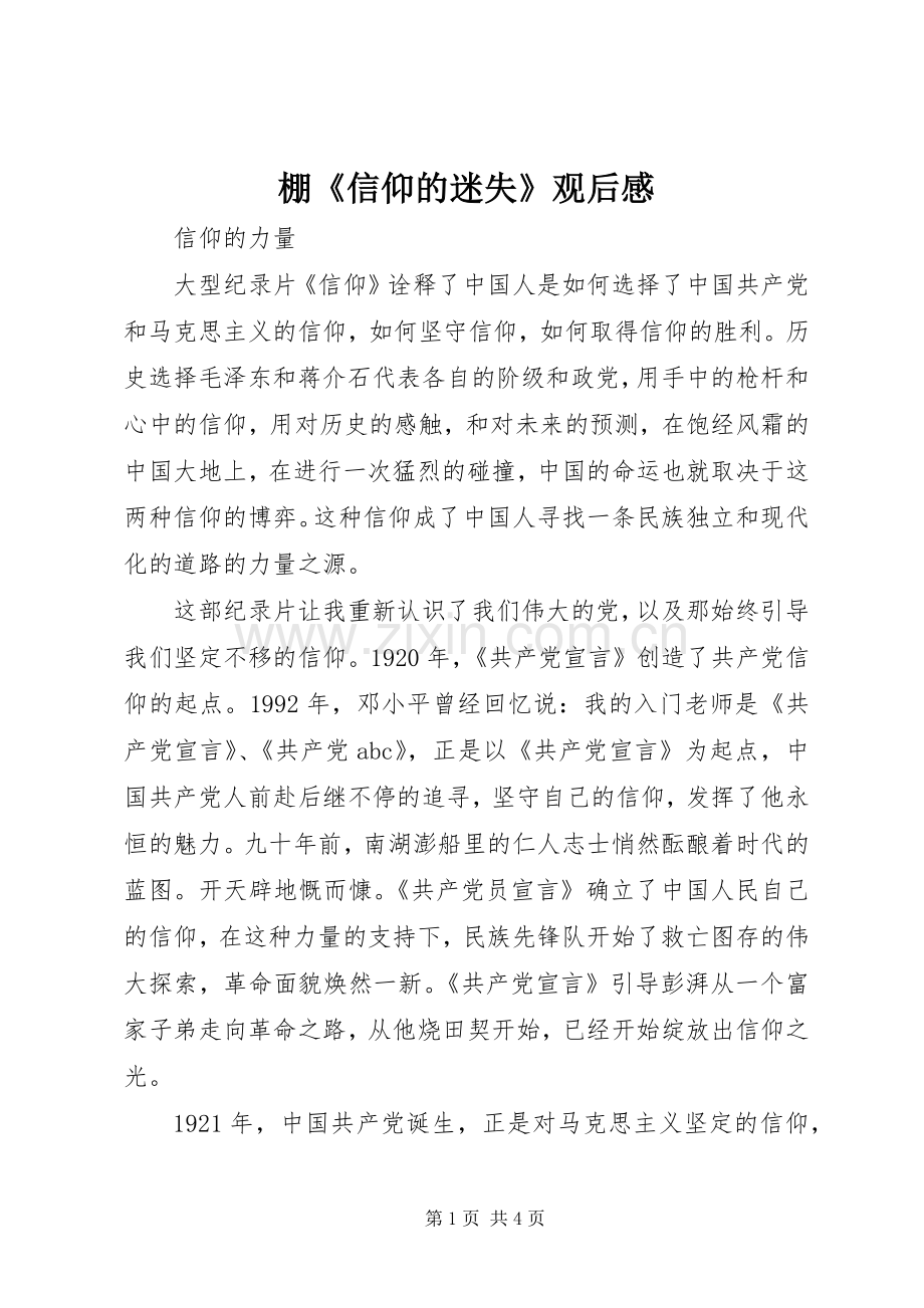 棚《信仰的迷失》观后感 .docx_第1页