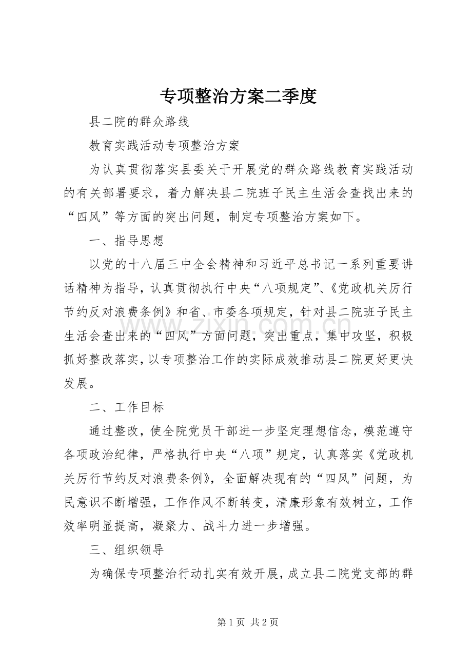 专项整治实施方案二季度 .docx_第1页