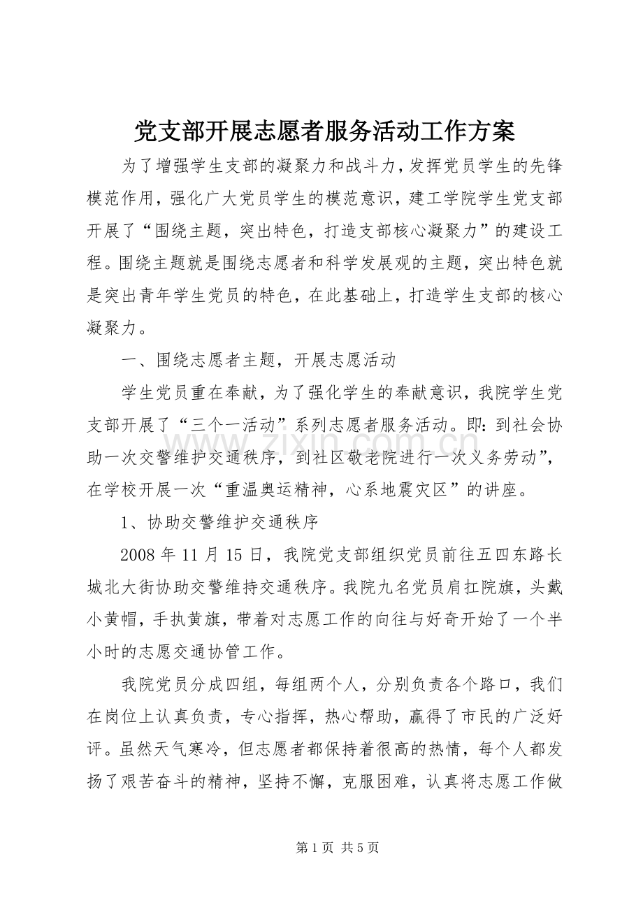 党支部开展志愿者服务活动工作实施方案.docx_第1页