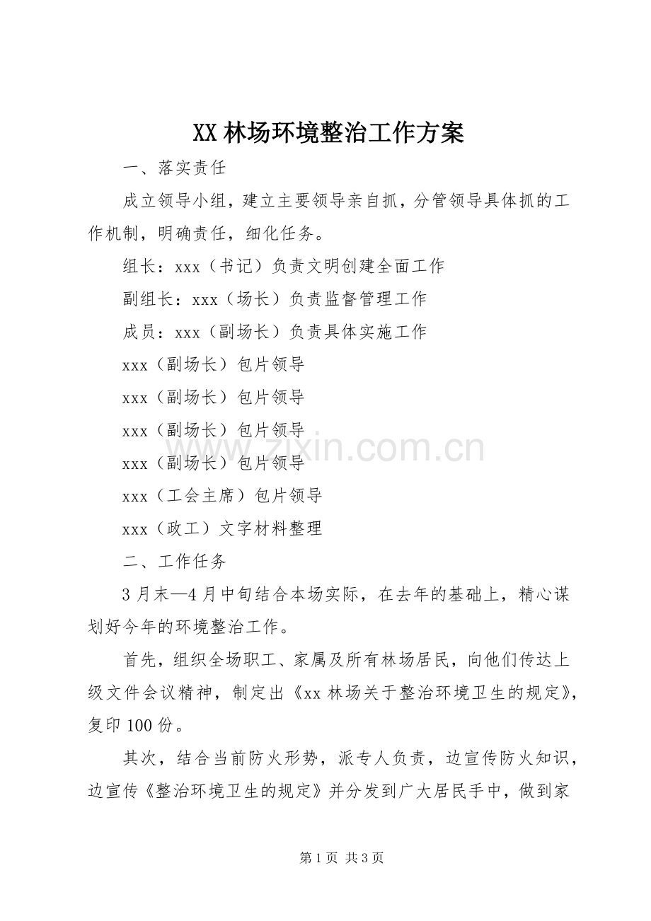 XX林场环境整治工作实施方案 .docx_第1页