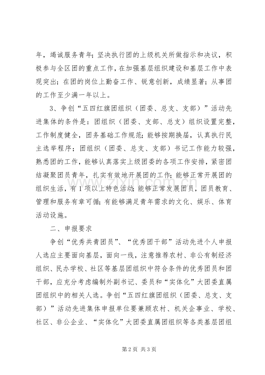 争创五四先进个人和先进集体活动实施方案 .docx_第2页