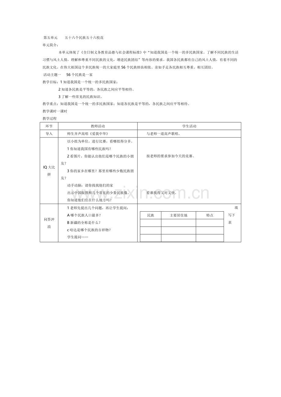第五单元----五十六个民族五十六枝花.doc_第1页