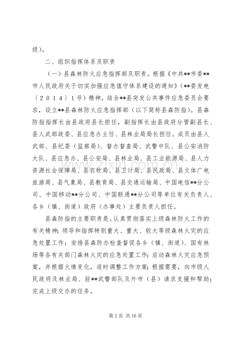 县森林火灾应急处置预案范文.docx_第2页