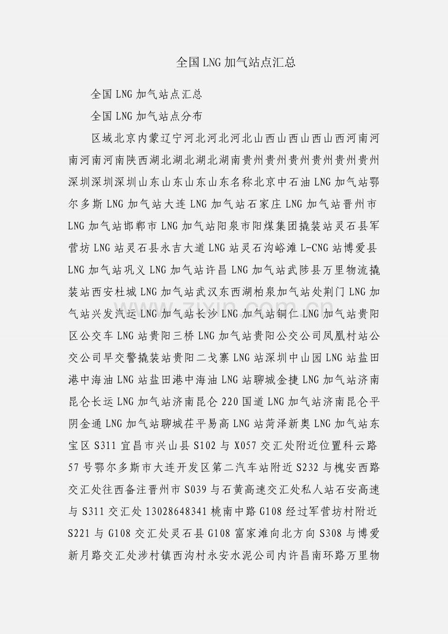 全国LNG加气站点汇总.docx_第1页