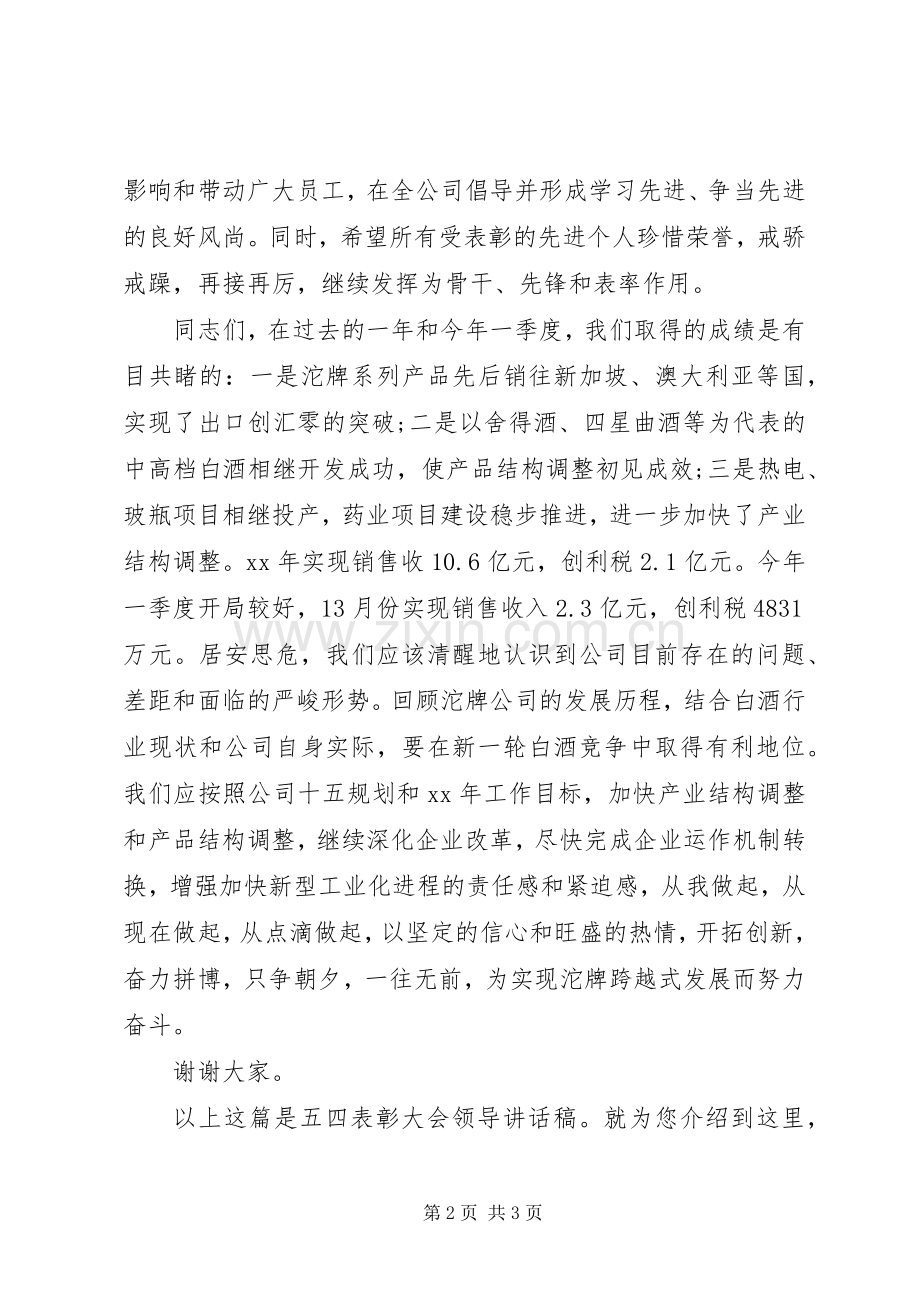 五四表彰大会领导讲话稿.docx_第2页