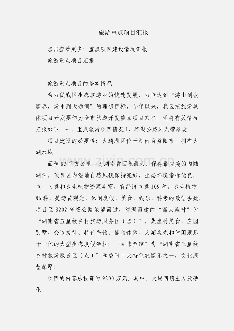 旅游重点项目汇报.docx_第1页
