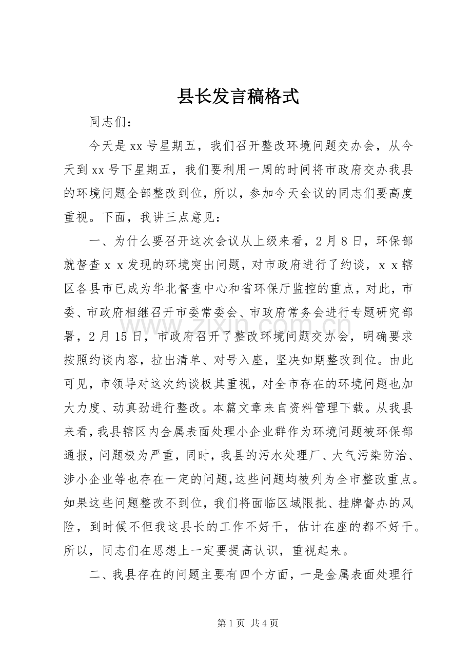 县长发言稿格式.docx_第1页
