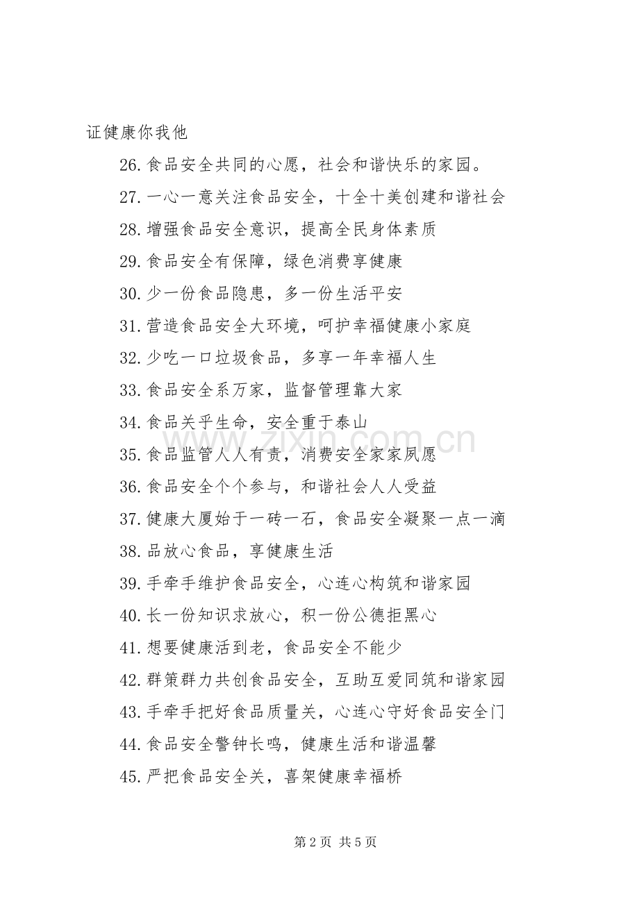 食品药品安全宣传标语(参考).docx_第2页