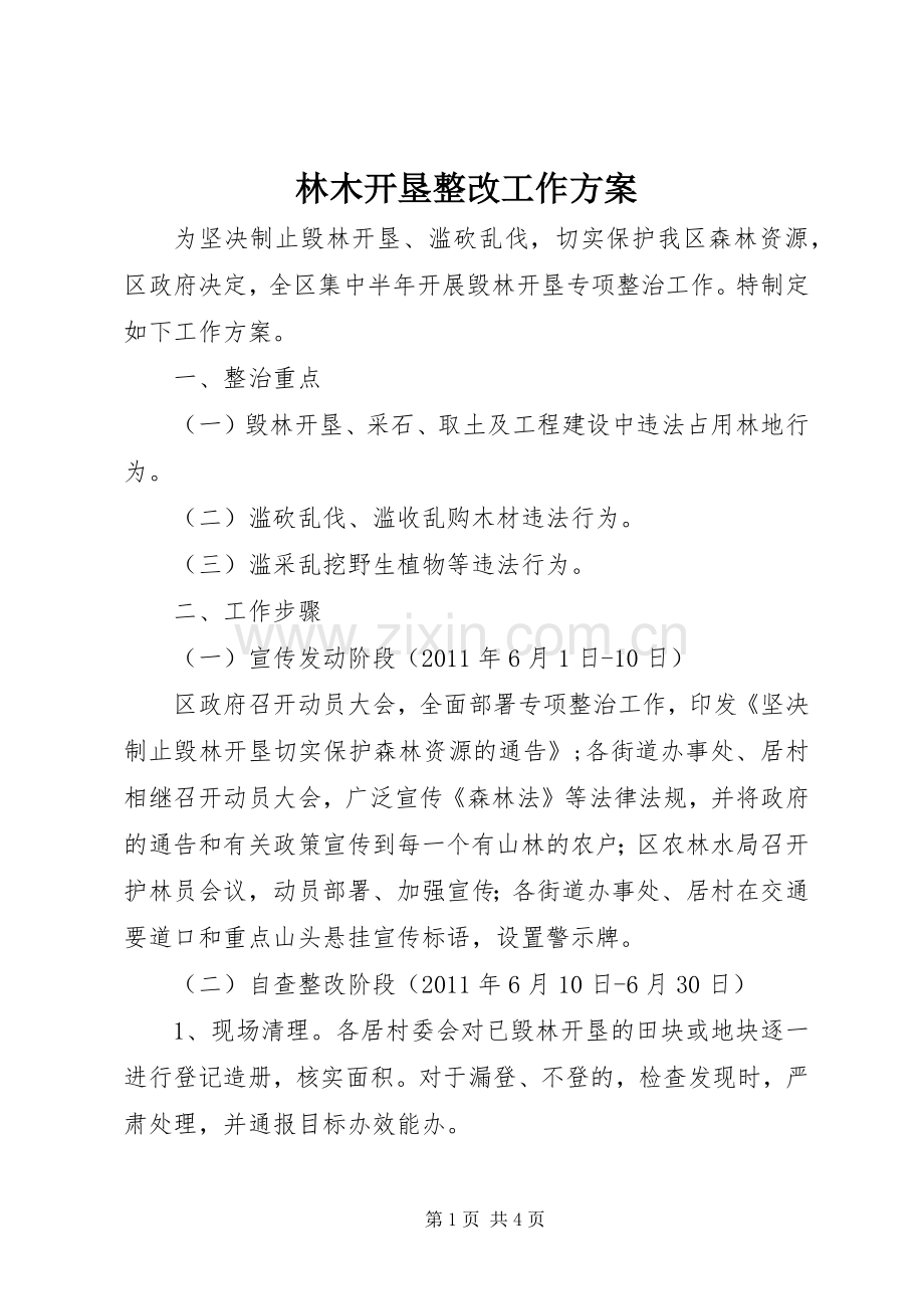 林木开垦整改工作实施方案.docx_第1页