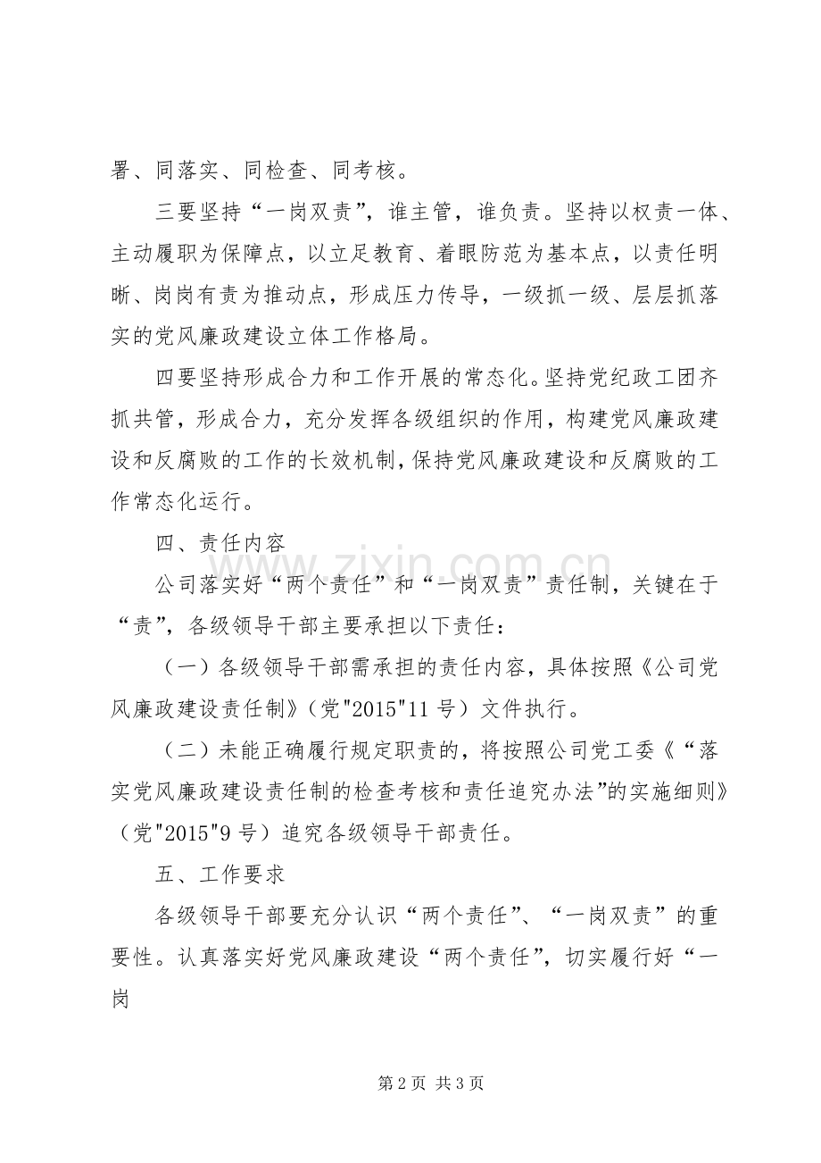 落实党风廉政建设和反腐败工作“两个责任”、“一岗双责”方案.docx_第2页