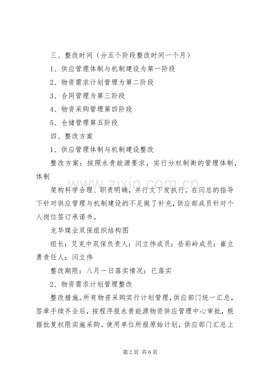 煤矿物资供应整改实施方案.docx_第2页