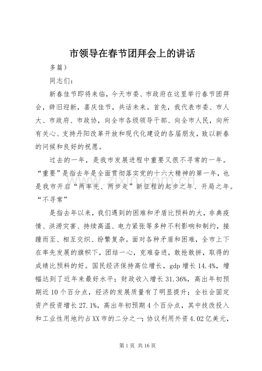 市领导在春节团拜会上的讲话.docx_第1页