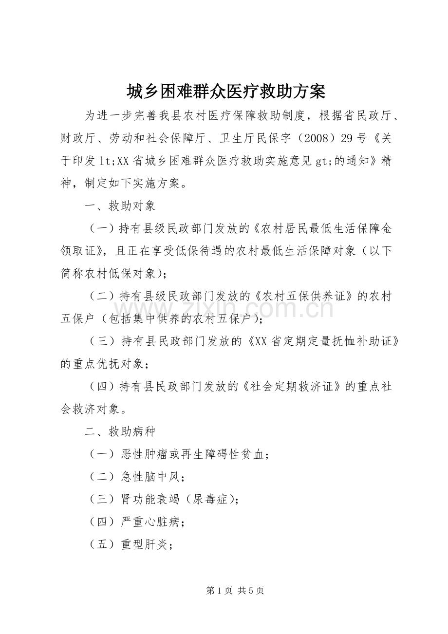 城乡困难群众医疗救助实施方案.docx_第1页
