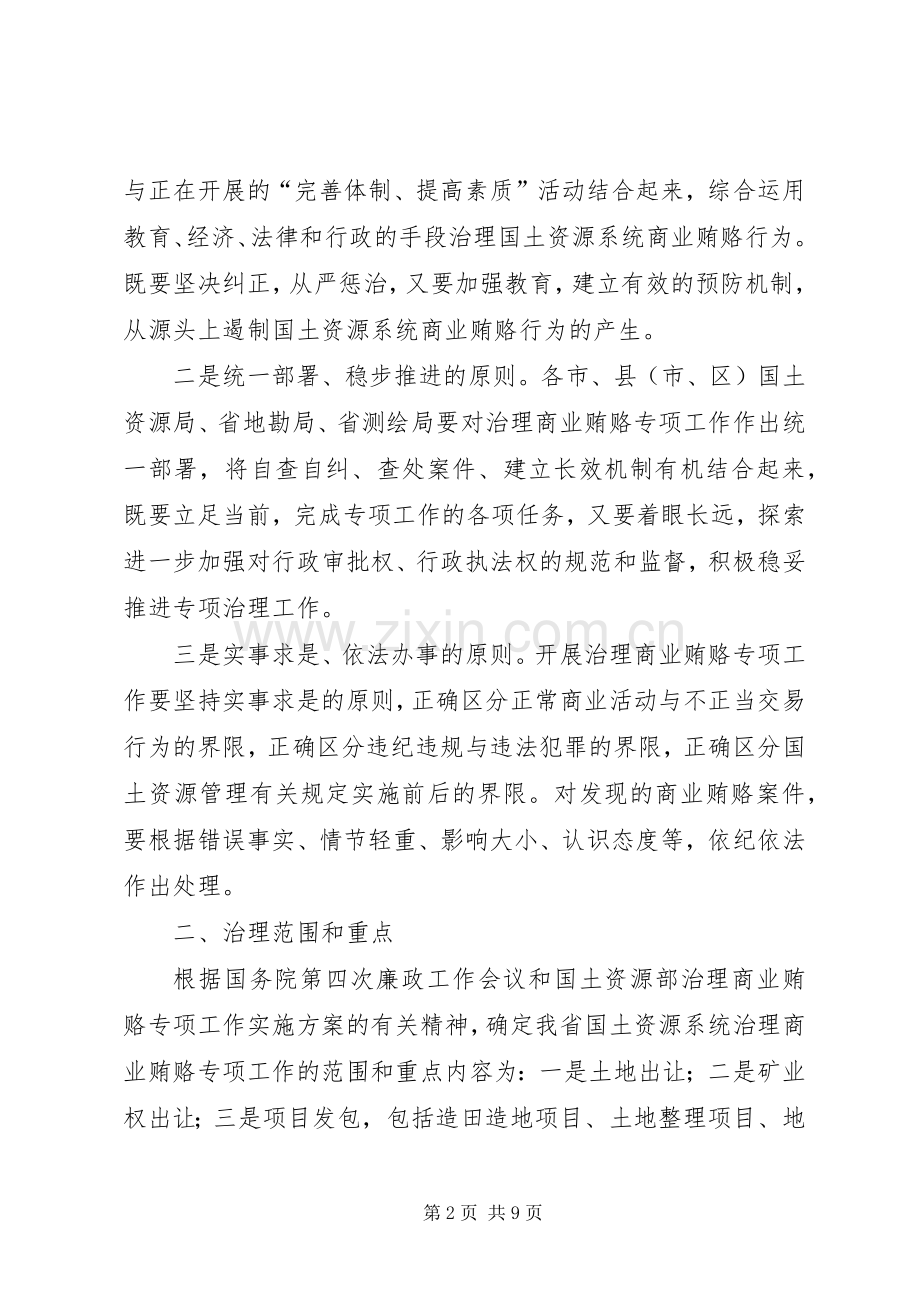 国土资源厅治理商业贿赂专项工作方案.docx_第2页