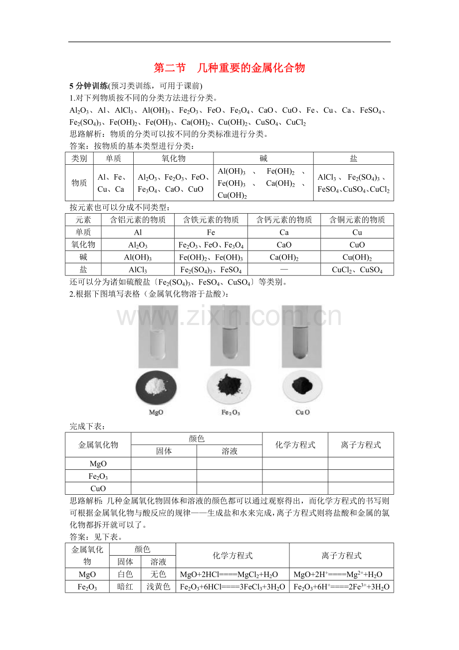 高中化学-几种重要的金属化合物同步测控优化训练-新人教版必修1.doc_第1页