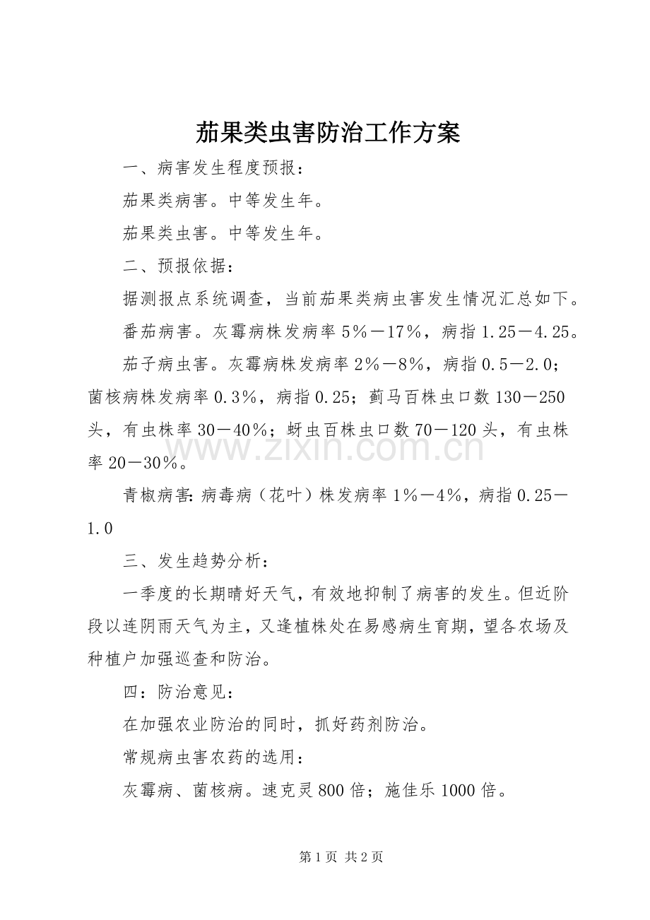 茄果类虫害防治工作实施方案.docx_第1页