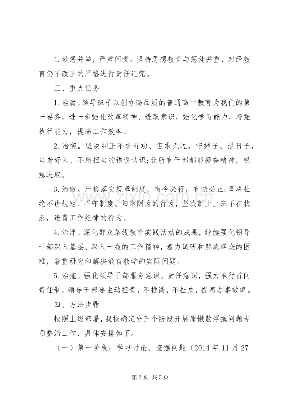元广中学庸懒散浮拖问题专项整治工作实施方案.docx_第2页