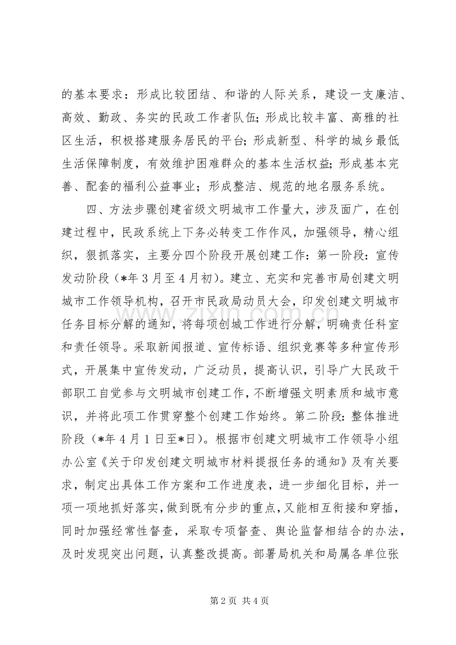 市民政局创建文明城市工作方案.docx_第2页