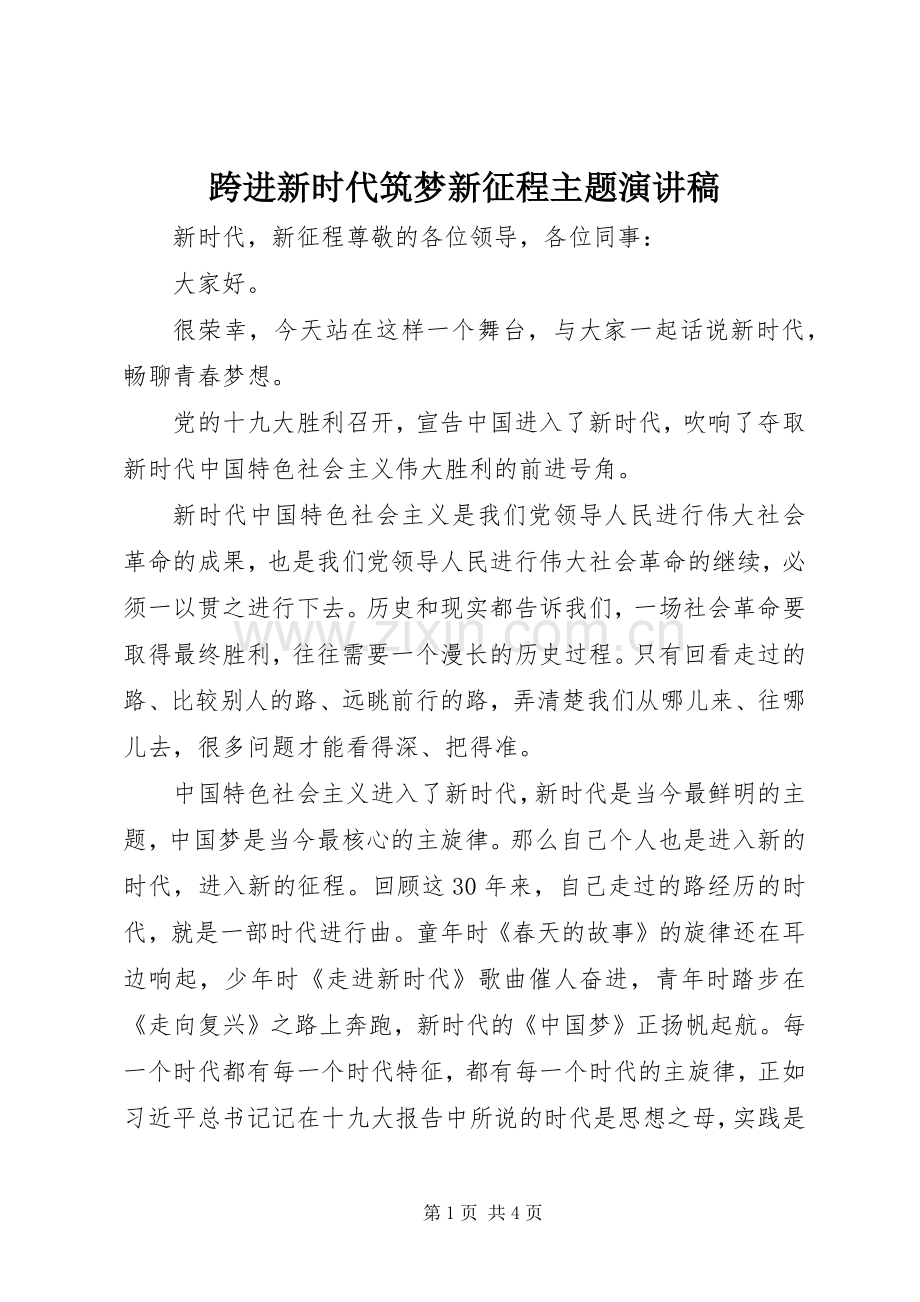 跨进新时代筑梦新征程主题演讲稿.docx_第1页
