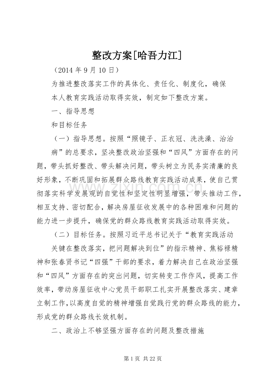 整改实施方案[哈吾力江].docx_第1页