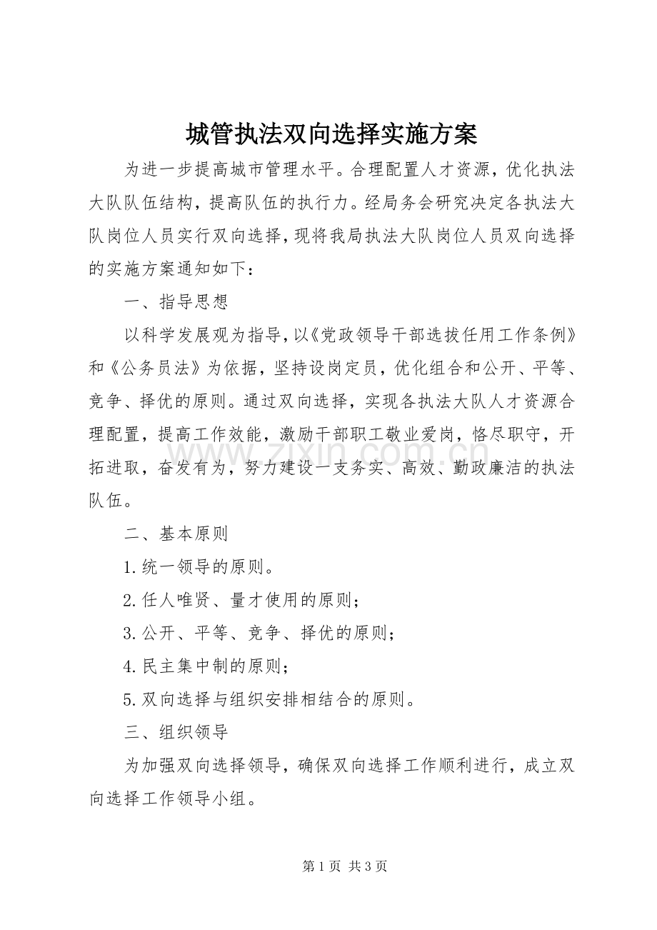 城管执法双向选择方案.docx_第1页