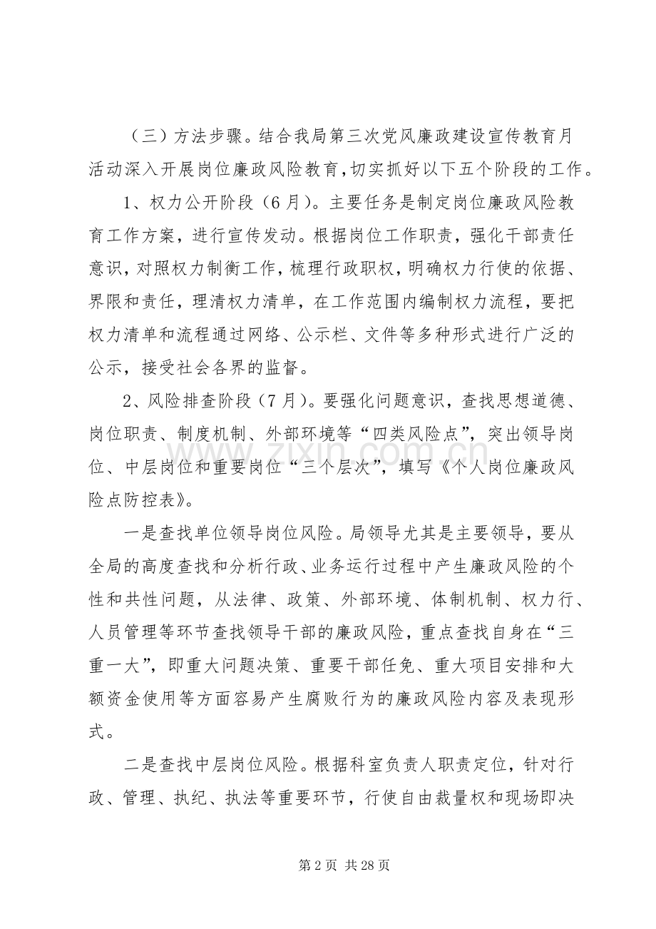 关于开展岗位廉政风险教育工作的方案.docx_第2页