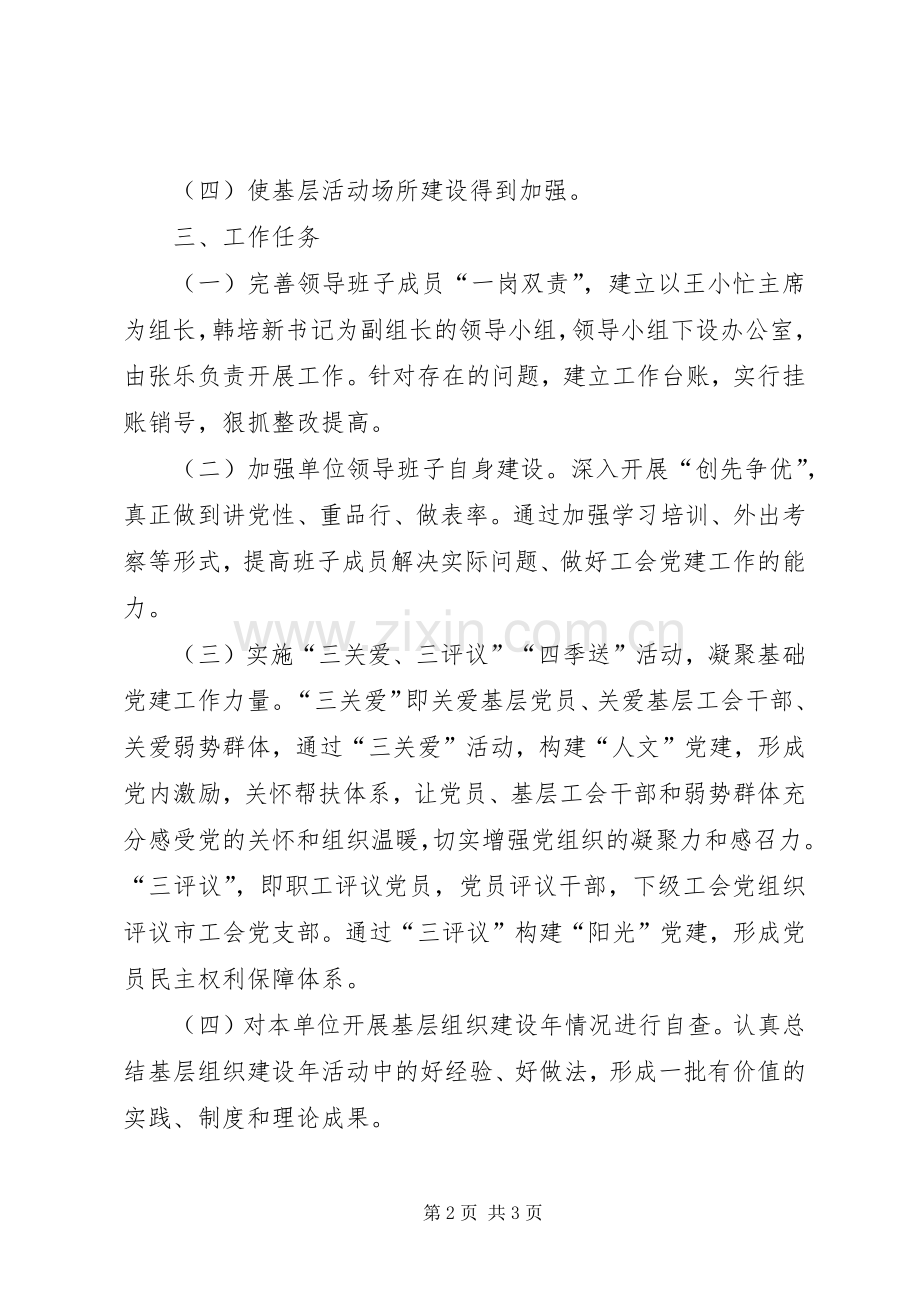 阜康总工会在创优争先活动中开展基层组织建设年的方案.docx_第2页